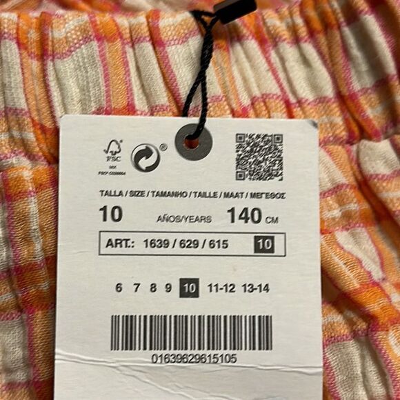 ZARA Kids | Orange | TEXTURED CHECK BERMUDA SHORTS - Picture 6 of 7